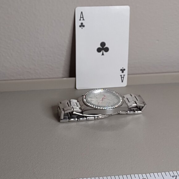 Untested Very Pretty Betsey Johnson Silver Tone And Pink Watch - Picture 10 of 10